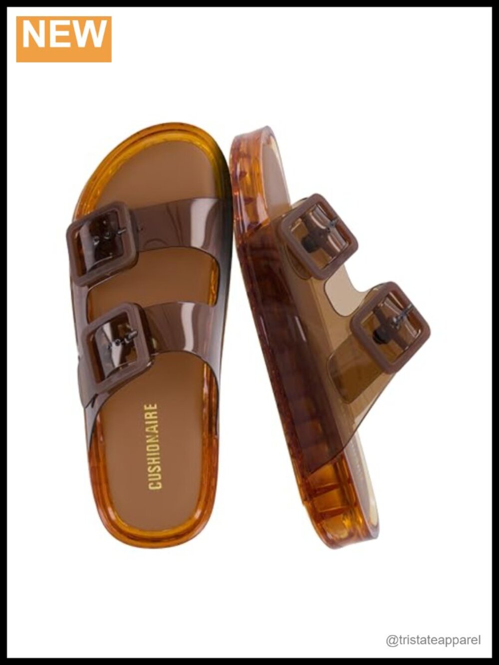 CUSHIONAIRE Pool Slides for Women Water Resistant Double Buckle Adjustable
